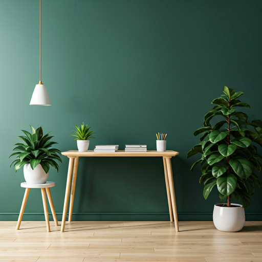 Minimalist office space with plants